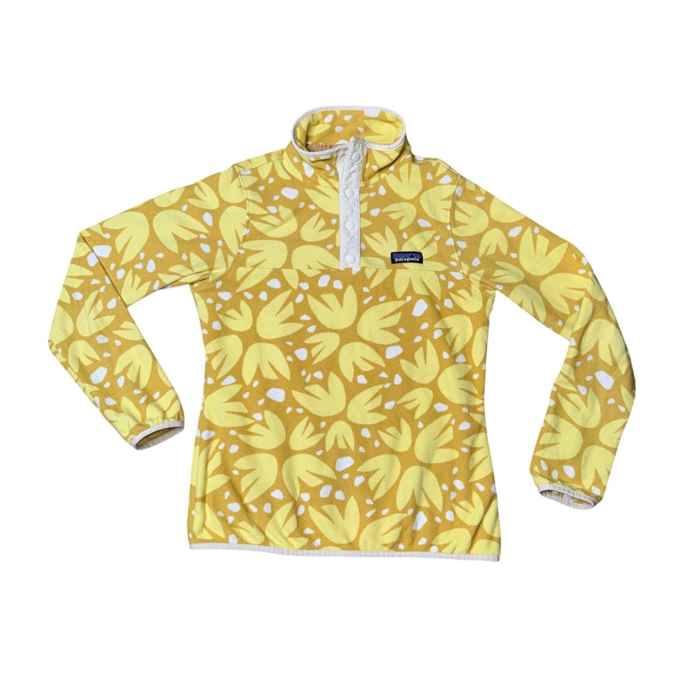 Patagonia Synchilla Snap-T Pullover Womens XS Yellow Abstract Fleece Excellent
